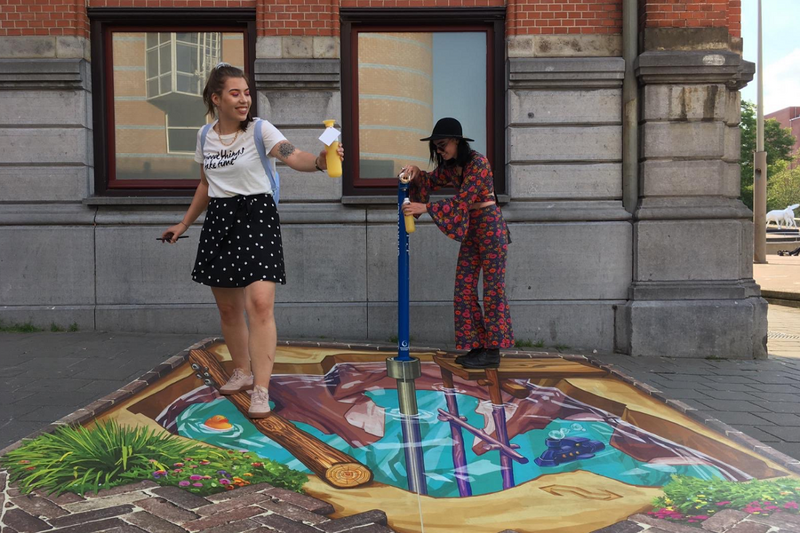 Watertappunt bij het Hoofdstation Groningen