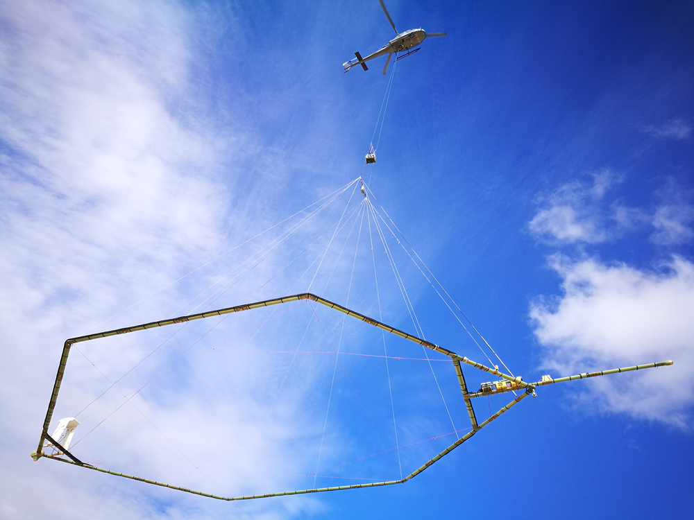 De helicopter met de meetring