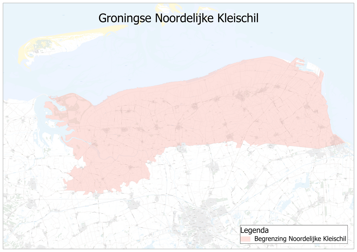 Kaart begrenzing Groningse noordelijke Kleischil